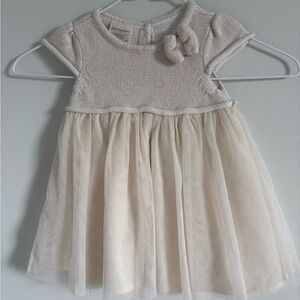 First Impressions Cream Knit and Tulle Dress